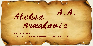 Aleksa Armaković vizit kartica
